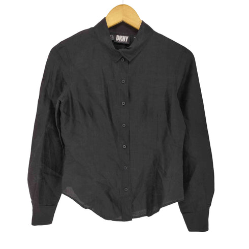 ダナキャランニューヨーク DKNY 香港製 OLD オープンカラーシルクシャツ レディース JPN:2