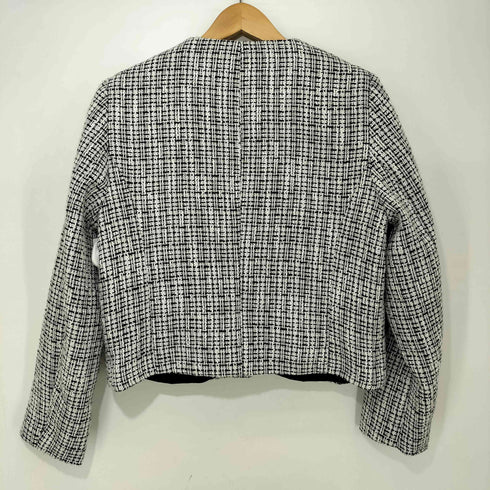ザラ ZARA ノーカラーツイードジャケット レディース import:M