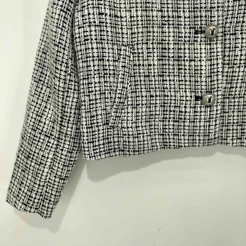 ザラ ZARA ノーカラーツイードジャケット レディース import:M