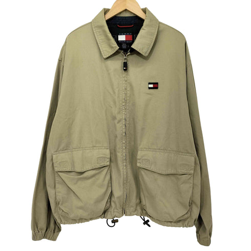 トミーヒルフィガー TOMMY HILFIGER 90s コットンツイル 裾ドローコード フラップポケット チンストラップ スイングトップ メンズ import:L