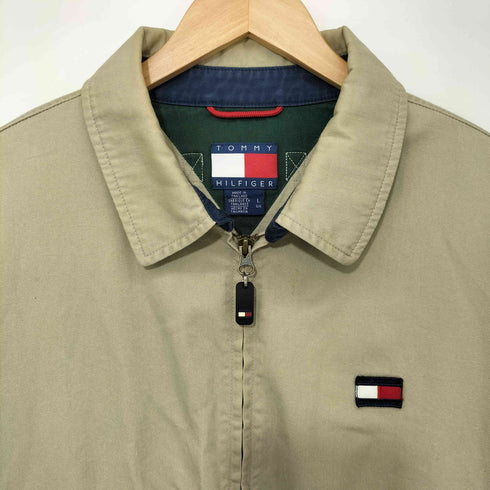 トミーヒルフィガー TOMMY HILFIGER 90s コットンツイル 裾ドローコード フラップポケット チンストラップ スイングトップ メンズ import:L