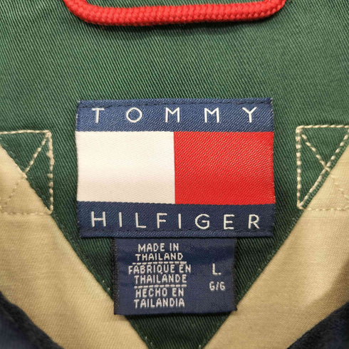 トミーヒルフィガー TOMMY HILFIGER 90s コットンツイル 裾ドローコード フラップポケット チンストラップ スイングトップ メンズ import:L