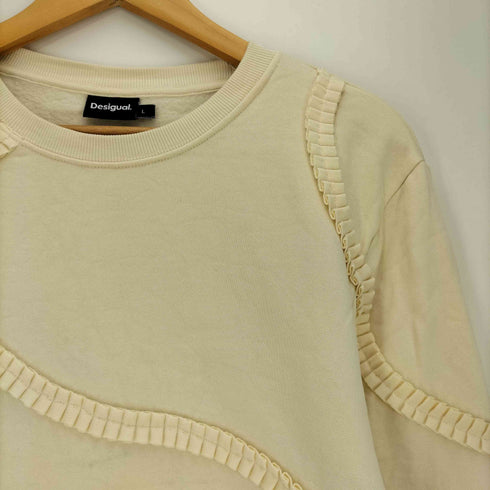 デシグアル Desigual Tapes Pleated Detail Pink Sweater プリーツ リボン スウェット シャツ レディース import:L