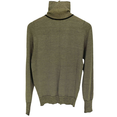 ジョンスメドレー JOHN SMEDLEY 英国製 ウール100% ハイネック ボーダー 長袖カットソー レディース import:XS