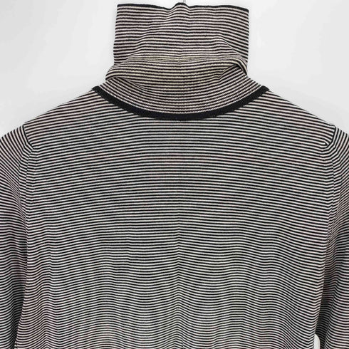 ジョンスメドレー JOHN SMEDLEY 英国製 ウール100% ハイネック ボーダー 長袖カットソー レディース import:XS