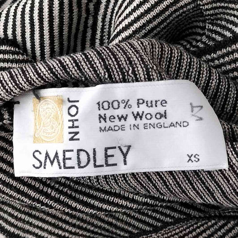 ジョンスメドレー JOHN SMEDLEY 英国製 ウール100% ハイネック ボーダー 長袖カットソー レディース import:XS