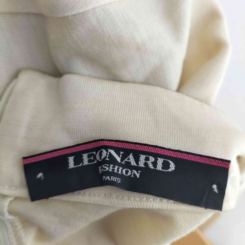 レオナール LEONARD ウール100 襟 袖 フラワープリント 長袖 カットソー レディース LL