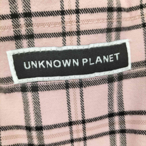unknown planet チェックバンディングパンツピンク レディース JPN:1