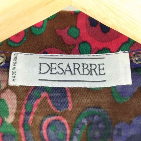 DESARBRE フランス製 ペイズリー 総柄 長袖 ベルテッド ワンピース レディース 40