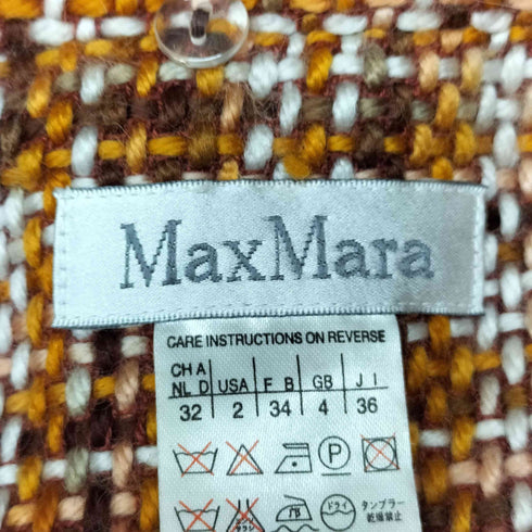 マックスマーラ MAX MARA フラワー 刺繍 ウール ツイード ステンカラー コート レディース JPN:36
