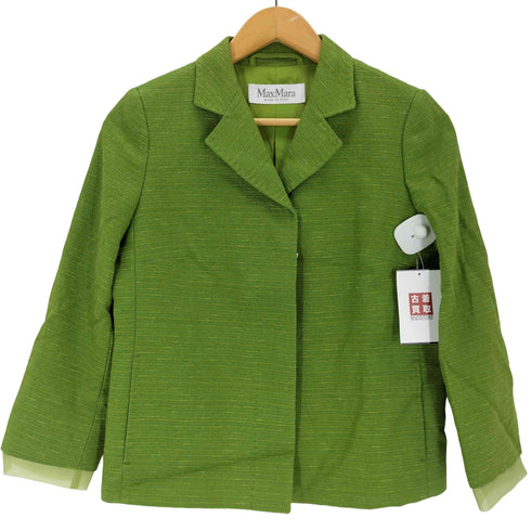 マックスマーラ MAX MARA MADE IN ITALY 白タグ ツイード テーラードジャケット レディース J 38