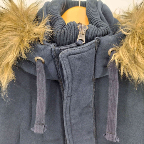 アバクロンビーアンドフィッチ Abercrombie & Fitch 比翼ボタン ジップインジップ フーデッド ファージャケット メンズ import:L