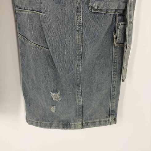 ダメージ加工 ワイドカーゴデニムパンツ メンズ 2XL