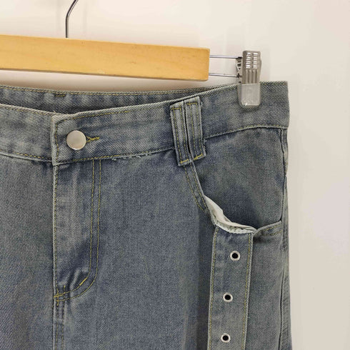 ダメージ加工 ワイドカーゴデニムパンツ メンズ 2XL