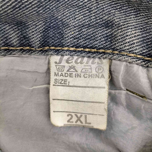 ダメージ加工 ワイドカーゴデニムパンツ メンズ 2XL