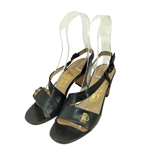 サルヴァトーレフェラガモ Salvatore Ferragamo アンクルストラップ オープントゥ ヒール パンプス レディース US:6