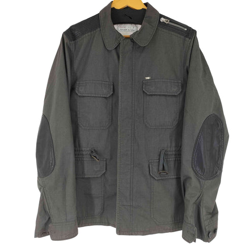 ディーゼル DIESEL レザー エルボーパッチ リップストップ ミリタリー ジャケット メンズ