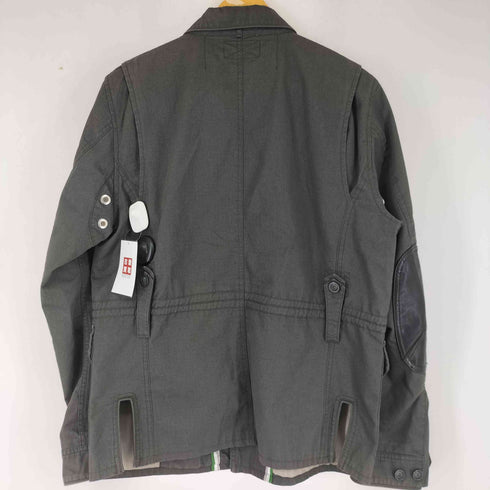 ディーゼル DIESEL レザー エルボーパッチ リップストップ ミリタリー ジャケット メンズ