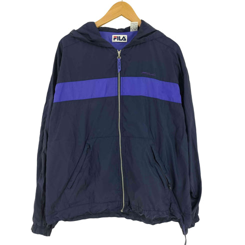 フィラ FILA 90s マカオ製 ナイロン フーデッド ジャケット メンズ L