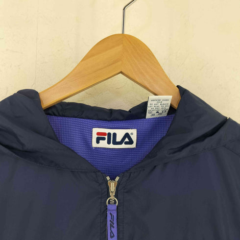 フィラ FILA 90s マカオ製 ナイロン フーデッド ジャケット メンズ L
