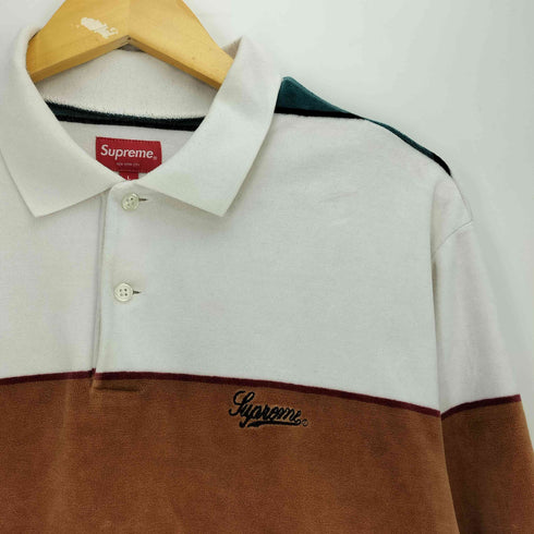 シュプリーム Supreme 19aw Stripe Velour L/S Polo メンズ import:L