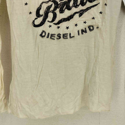 ディーゼル DIESEL FOR SUCCESSFULLIVING ONLY THE BRAVE レーヨン混 ビーズ刺繍 長袖 Tシャツ レディース S