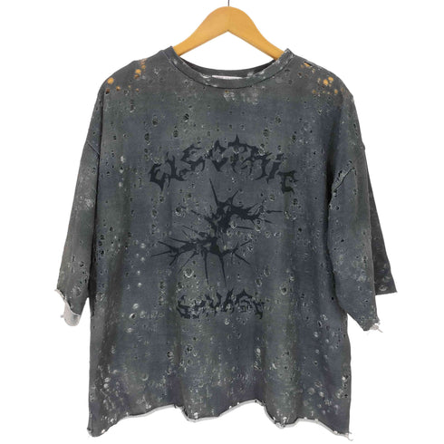 ザラ ZARA ダメージ加工 オープンニット 半袖Tシャツ メンズ XL
