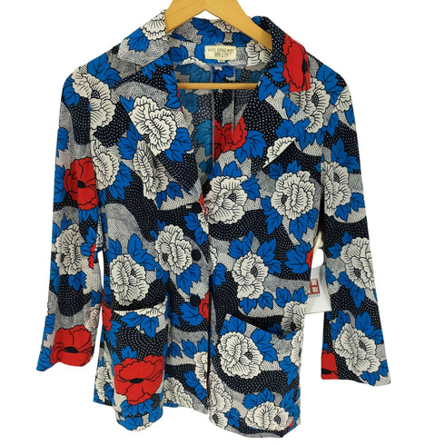ハナエモリ HANAE MORI 花柄 3B シングルテーラードジャケット レディース UK:10