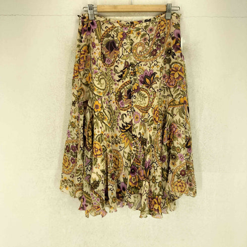 スキャパ SCAPA シルク100 花柄 フレア スカート レディース 42