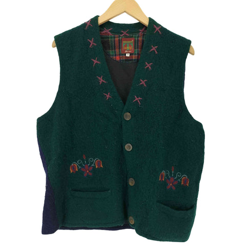 刺繍デザイン ウールベスト レディース