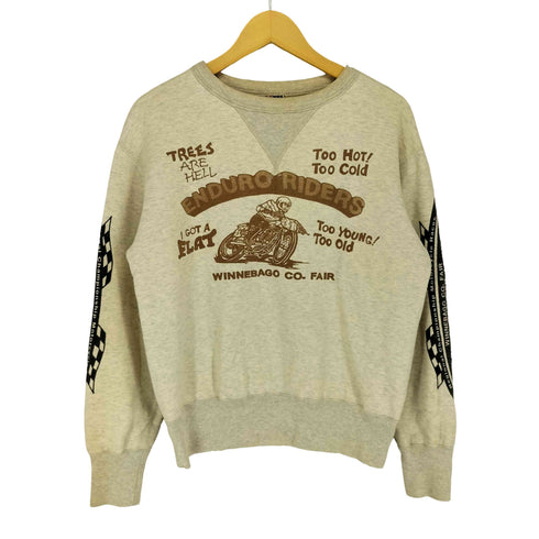 MWS ORIGINAL BRAND プリント 前Vガゼット クルーネック スウェット トレーナー メンズ M
