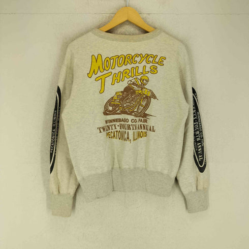 MWS ORIGINAL BRAND プリント 前Vガゼット クルーネック スウェット トレーナー メンズ M