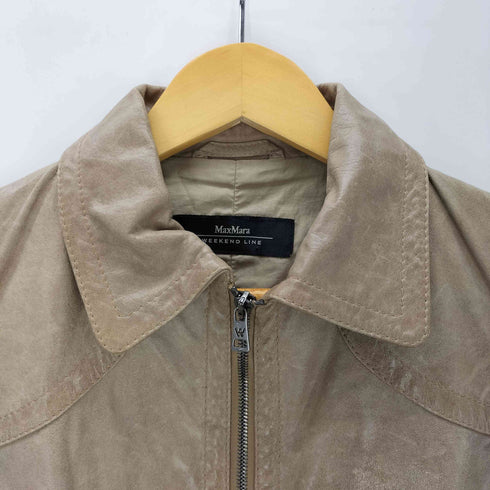 ウィークエンドマックスマーラ Weekend Max Mara MADE IN ITALY genuine leather A-2 TYPE 現行タグ イタリア製 クロップド 本革 オール リアル レザー ジャケット lampo ジップ レディース EUR:38