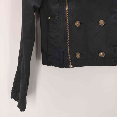 アルマーニジーンズ ARMANI JEANS MADE IN ITALY NAPOLEON イタリア製 ナポレオン クロップド ダブル ライダース ジャケット ブラック Y2K レディース EUR:38