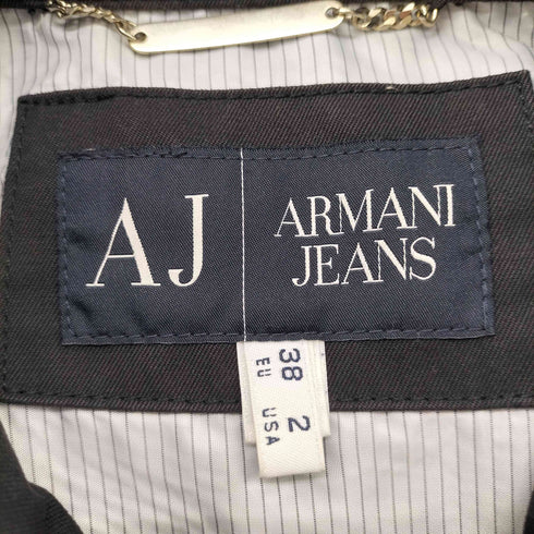 アルマーニジーンズ ARMANI JEANS MADE IN ITALY NAPOLEON イタリア製 ナポレオン クロップド ダブル ライダース ジャケット ブラック Y2K レディース EUR:38