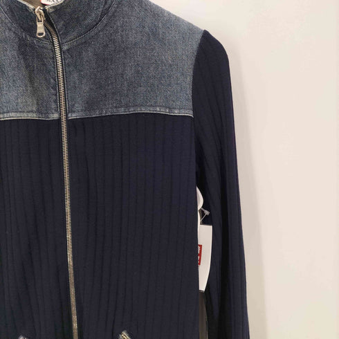 マックスアンドコー MAX&CO. MADE IN ITALY イタリア製 デニム 異素材 切り替え ダブル ジップ ドライバーズ ニット ジャケット LAMPO ジップ レディース import:M