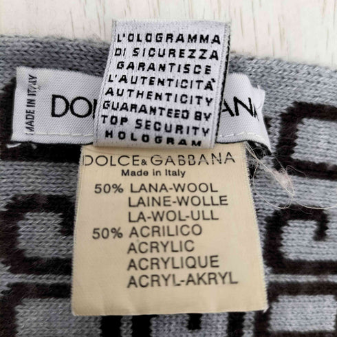ドルチェアンドガッバーナ DOLCE&GABBANA イタリア製 アクリル ウール 総ロゴ マフラー レディース