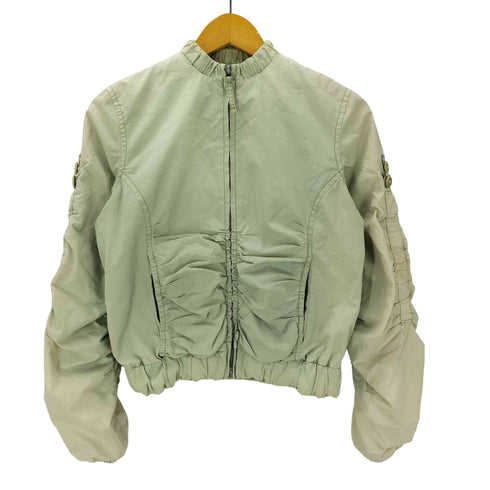 ダナキャランニューヨーク DKNY 90-00S OLD グラデーション カラー シャーリング ギャザー デザイン クロップド ボンバー ジャケット Y2K Archive アーカイブ レディース US:4