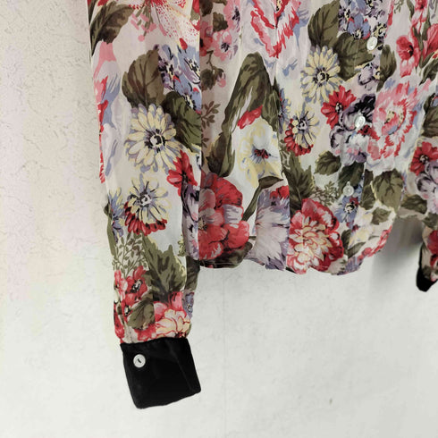 ディーアンドジードルチェアンドガッバーナ D&G DOLCE&GABBANA イタリア製 花柄 レギュラカラー シルク シャツ レディース 28/42