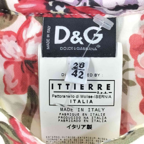 ディーアンドジードルチェアンドガッバーナ D&G DOLCE&GABBANA イタリア製 花柄 レギュラカラー シルク シャツ レディース 28/42
