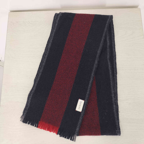 グッチ GUCCI イタリア製 シェリーライン ウール100% マフラー レディース 20×180cm
