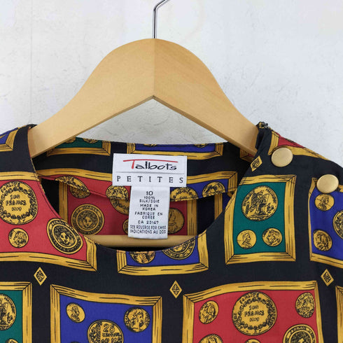 タルボット TALBOTS 総柄デザイン シルク 長袖 カットソー レディース 10