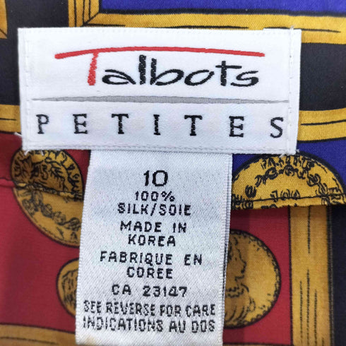 タルボット TALBOTS 総柄デザイン シルク 長袖 カットソー レディース 10