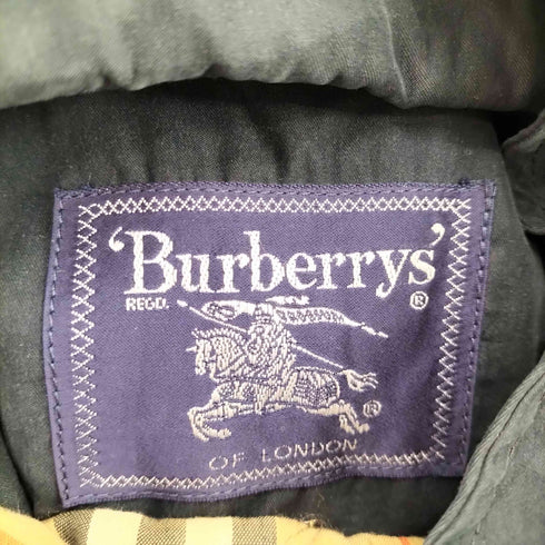 バーバリーズ BURBERRYS 80-90S OLD MADE IN ENGLAND 英国製 裏地 ノバチェック キルティング バルマカーン ステンカラー ロング コート ブラック メンズ