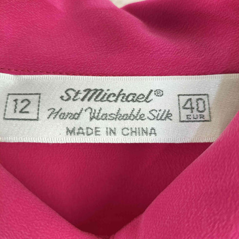 St Michael 中国製 レギュラカラー長袖 シルク シャツ レディース 40