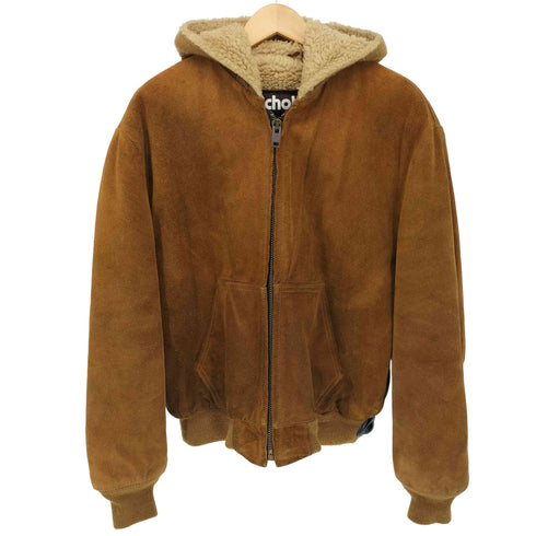 ショット Schott 80s USA製 茶タグ 裏地ボア スウェード フーディジャケット メンズ US:42