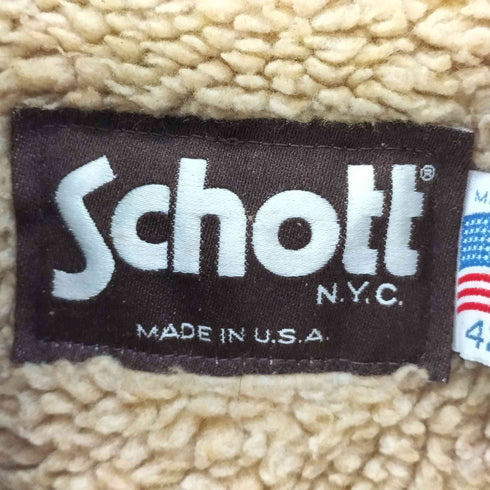 ショット Schott 80s USA製 茶タグ 裏地ボア スウェード フーディジャケット メンズ US:42