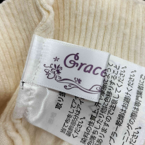 Gracefulsmile フロントフリルレースデザイン クルーネックカーディガン レディース