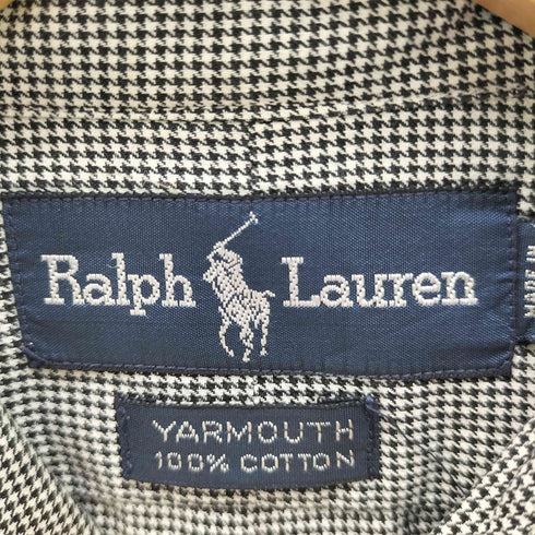 ラルフローレン RALPH LAUREN 90S YARMOUTH 千鳥格子 スモールポニー刺繍 L/S B.D シャツ メンズ 15 1/2