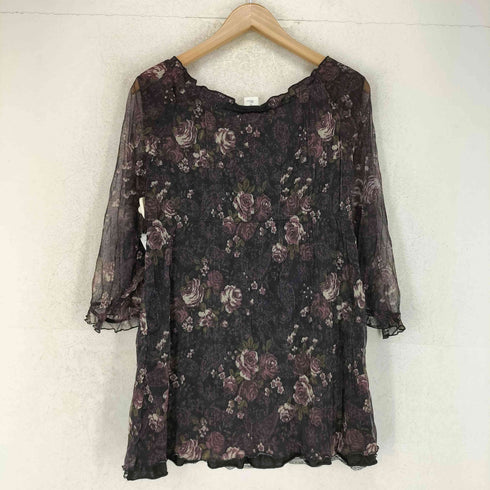 paix et doux Y2K 姫カジ ローズ シースルートップス レディース LL